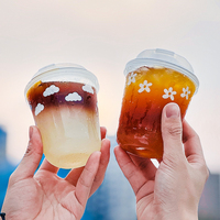 Gobelets en plastique personnalisés pour boissons à emporter, gobelets en plastique PET jetables en forme de U pour boissons froides