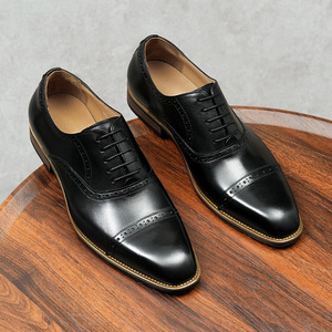 Nouvelles Chaussures Habillées en Cuir Véritable pour Hommes, Style Classique avec Détails Sculptés, Idéales pour les Occasions Formelles et les Mariages - Product Image 5