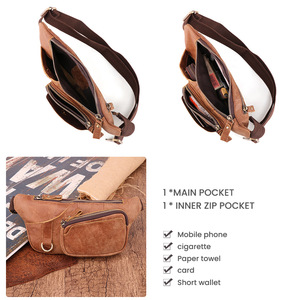 Dujiang Men's Genuine Leather Chest <b>Bag</b> Large Capacity Zippered Outdoor Casual Crossbody <b>Bag</b> - Product Image 3