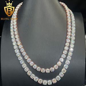 Fijne sieraden 925 sterling zilver 8mm tennis ketting bling hiphop VVS1 moissanite ketting roségoud tennis ketting - Product Image 1