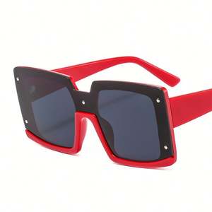 Gafas de Sol Cuadradas de Moda 2025, Marca de Moda, Montura Grande de Doble Color, Negro y Rojo, para Mujer, Gafas de Sol de una Pieza para Hombre y Mujer - Product Image 3