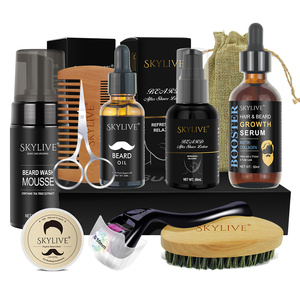 Kit Regalo di Alta Qualità <span class=keywords><strong>per</strong></span> la Cura della Barba con Olio Essenziale Naturale e Biologico <span class=keywords><strong>per</strong></span> la Crescita dei <span class=keywords><strong>Capelli</strong></span> e della Barba <span class=keywords><strong>per</strong></span> Uomini - Product Image 1