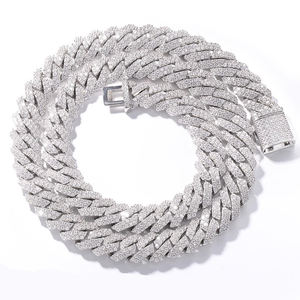 Collar de Eslabones Cubanos de Moissanita, Cadena de Plata de Ley 925 Personalizada, Joyería Hip Hop para Hombres y Mujeres, Boda, Compromiso - Product Image 2