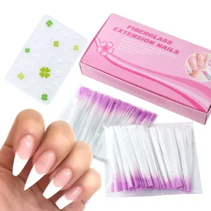 Extension d'ongles en Fiber de verre, pièces, pour modelage avec Gel UV, manucure française, acrylique, accessoires pour Salon