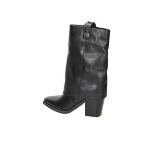 Botas de Media Pantorrilla para Mujer Carmela, Tacón Cuadrado, Cuero Negro - Product Image 3