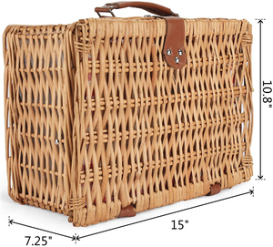 Bamboo Empty for 4 Table Woven <strong>Family</strong> Storage Vietnam With Lid Plates Traditional Square Round Picnic Basket Oval Willow <strong>Hamper</strong> - Product Image 5