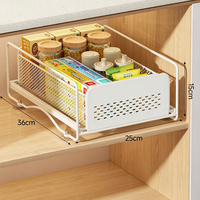 Prix de gros : Organisateur de rangement blanc pour armoire de cuisine, avec tiroir coulissant, porte-couvercles de casseroles, porte-cuillères et panier pour armoire sous évier