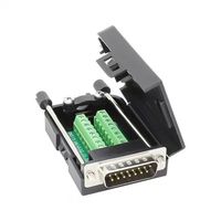 Konektor Tanpa Solder DB15 15Pin D-SUB Adaptor Terminal Breakout Pria untuk Port Serial RS232