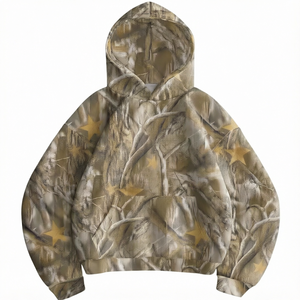 Sudadera con Capucha de Camuflaje para Hombre, Sudadera con Estampado de Estrellas, con Bolsillo Tipo Canguro y Cordón Ajustable, Informal - Product Image 1