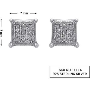 Pendientes de Diamantes Naturales de 0.15 Quilates, Corte Redondo, Chapados en Rodio, Plata de Ley 925, Color G-H, Claridad I, 7 mm, para Uso Diario de Mujer - Product Image 4