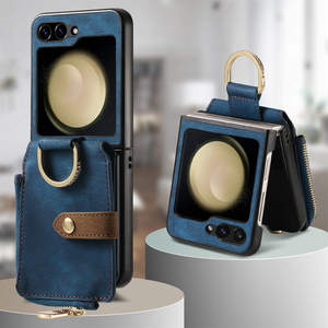 Funda de Teléfono Tipo Cartera con Cierre <span class=keywords><strong>para</strong></span> Samsung <span class=keywords><strong>Galaxy</strong></span> Z Flip 7/6/5/4/3, con Anillo de Soporte, Multifuncional, de Cuero PU, <span class=keywords><strong>para</strong></span> Teléfono Plegable - Product Image 3