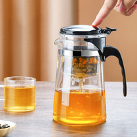 Théière en verre transparent de haute qualité avec infuseur intégré et filtre amovible pour thé en vrac