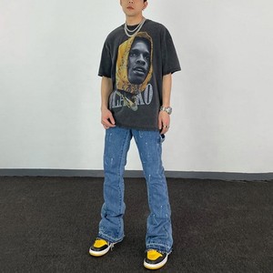 جينز رجالي مخصص بخصر مرتفع وغسيل فاتح، قابل للتنفس وصديق للبيئة، تصميم واسع الساق، مناسب للخريف/الربيع، نسيج عادي - Product Image 4