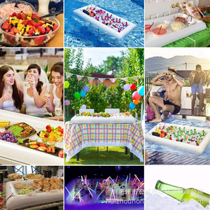 Inflatable Ice Bar 130x60cm White Floating Table For Pool Beverage And Fruit Tray With Ice Storage - Product Image 2