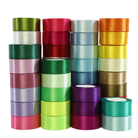 Ruban en satin floral JOSI 4 cm * 25 yards, en polyester, écologique, multicolore, doux, pour la pâtisserie d'Halloween, vente en gros