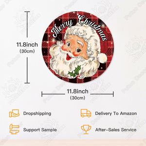 Personalizada rústica redonda de madera Feliz Navidad festiva rebanada adornos para Navidad - Product Image 2