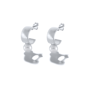 Pendientes de Aro de Plata S925 Chapados en Oro, Pendientes con Perlas en Forma de C - Product Image 6