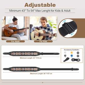 Guitar Strap,Jacquard Embroidery Polyester Guitar Straps with Soft High Foam Pads for Bass, Electric & Acoustic - Product Image 3