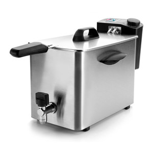 Friggitrice elettrica Ergo con rubinetto, capacità 5 litri in acciaio inox, per uso domestico in cucina - Product Image 1