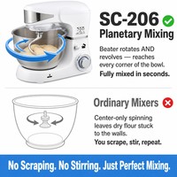 Robot culinaire électrique planétaire 1000W grande capacité avec bol mélangeur, hachoir à viande et centrifugeuse 5L pour usage domestique