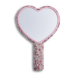 Heart Shape Decorative Vanity <b>Mirror</b> Makeup Seed Beads <b>Mirror</b> Silver <b>Compact</b> Pocket Handheld <b>Mirror</b> - Product Image 3