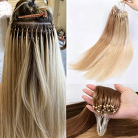 Extensiones de Cabello Humano Remy Indio Micro Loop OEM ODM, Doble Trama a Máquina, Personalizadas, Sin Daño, Sin Pegamento, Fáciles de Usar en Salón, Todo Incluido