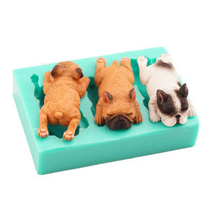 Bulldog Silicone Mold 3 Cavities For Fondant Cake Baking DIY Candy Soap Making - Product Image 2