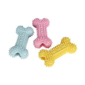 Suministros duraderos para mascotas, juguete para cachorros con forma de hueso de goma TPR colorido, Limpieza de dientes indestructible, masticable para perros - Product Image 1