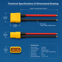 Connecteur haute performance XT60 XT90, gaine en silicone PBT IP66, conducteur en cuivre étamé à 2 fils, 600V, pour UAV, FPV, course de drones, moto