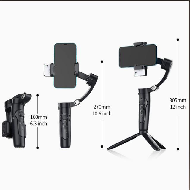 Stabilizer with 3-axis Image Stabilization Gimbal for Handheld Shooting and Live Streaming, Detachable Remote Control.