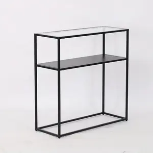 Factory Supplier Home Entry Table Glass Top Console Table With Metal Legs