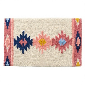 Luxury Boho Kilim Eco-Friendly Cotton Bath Mat <b>Machine</b> Made Quick Dry Designer Floor Rugs for Bathrooms - Product Image 1