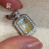 Pendentif Rochime Fashion en argent sterling 925 pavé de zircons jaunes en forme de bouteille de sable mouvant, sans chaîne, accessoires de bijoux pour femmes