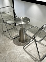 Table basse en acier inoxydable de style industriel, petite table ronde, chaise pliante, salle à manger, table et chaises à thé personnalisées