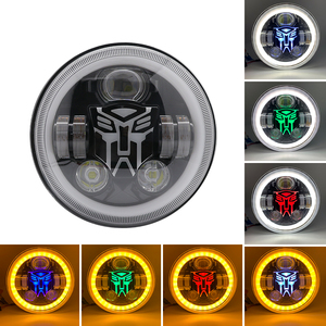 Phare LED rond de 7 pouces H4 scellé, faisceau haut et bas 80W avec anneau halo RVB, feux de jour DRL, clignotant pour Jeep, moto, Harley <span class=keywords><strong>Cafe</strong></span> - Product Image 3