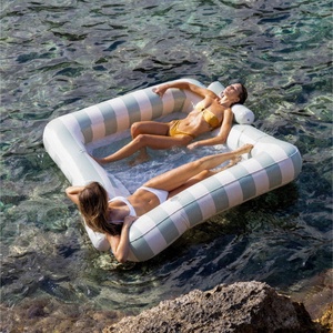 Tùy chỉnh PVC Inflatable nổi bãi biển hồ bơi mặt trời nổi giường có thể gập lại đôi mặt nước boong ghế - Product Image 5