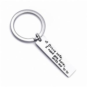 Porte-clés « Drive Good » en acier inoxydable, plusieurs options, « Drive Safe I Need You Here With Me » - Product Image 6