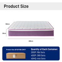 Matelas à ressorts ensachés moderne de 30 cm, compressé sous vide, avec housse en coton et capitonnage diamanté, idéal pour chambre, maison, hôtel, appartement
