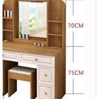Tabouret en bois fantaisie avec miroir et tiroirs, coiffeuse moderne avec miroir