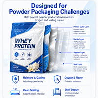 Sachets d'emballage personnalisés pour poudre de shake substitut de repas haute barrière, sachets d'échantillons de supplément de protéines de lactosérum isolé imprimés sur mesure