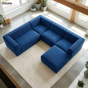 Ensemble de canapés modulaires modernes Cloud à compression avec fonctions réglables, revêtement en tissu et rembourrage en éponge – Mobilier de salon de luxe - Product Image 2