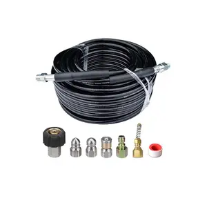 Sewer Jetter Kit 30M/100FT for High Pressure Washer 5800PSI Drain Cleaner Hose 1/4 Inch Rotating Sewer Jetting