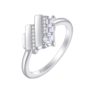 Custom Jewellery Manufacture Trendy Band <b>Ring</b> Fine S925 <b>Silver</b> Heart <b>Rings</b> 3a Zircon Women Daily Wear Party Rhodium Plated - Product Image 2