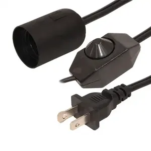 USA Plug Lead Socket Dimmier Extension grosir kabel listrik USA kabel lampu garam kabel dengan Dimmer Switch E14 E27 dudukan lampu