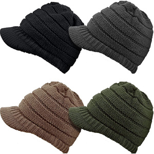 <span class=keywords><strong>Bonnet</strong></span> d'hiver <span class=keywords><strong>avec</strong></span> visière <span class=keywords><strong>Bonnet</strong></span> à bord pour hommes Design en tricot côtelé en acrylique parfait pour l'hiver - Product Image 3