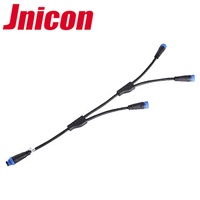 Kabel Y Splitter M15 2 Pin 3 Pin 3 Output IP68 Konektor Tahan Air Satu Input Tiga Output