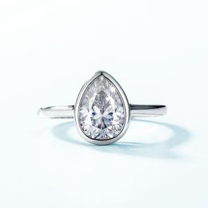 Anello Eternity Personalizzato Kacy con Moissanite VVS a Forma di Pera, Placcato in Rodio, Gioiello da Donna in Argento Sterling 925 - Product Image 2