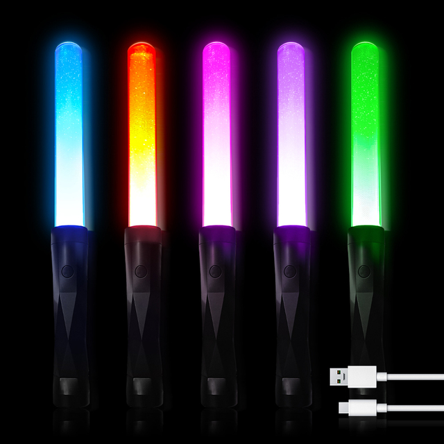 USB Rechargeable RGB Light Stick APP RF Remote Controlled DMX Kpop Wand 10 Zones OEM Wireless Graduation Diwali Thanksgiving
