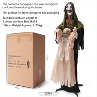 Décoration d'Halloween animée : Sorcière bébé sur pied à induction électrique, yeux lumineux, oscillante, ornement animatronique