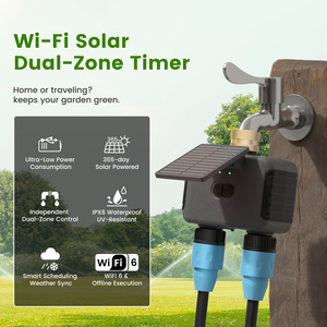 Temporizador <span class=keywords><strong>de</strong></span> <span class=keywords><strong>Riego</strong></span> <span class=keywords><strong>Solar</strong></span> Programable por WiFi con 2 Zonas para Sistema <span class=keywords><strong>de</strong></span> <span class=keywords><strong>Riego</strong></span> por Goteo Automático <span class=keywords><strong>de</strong></span> Jardín - Product Image 2